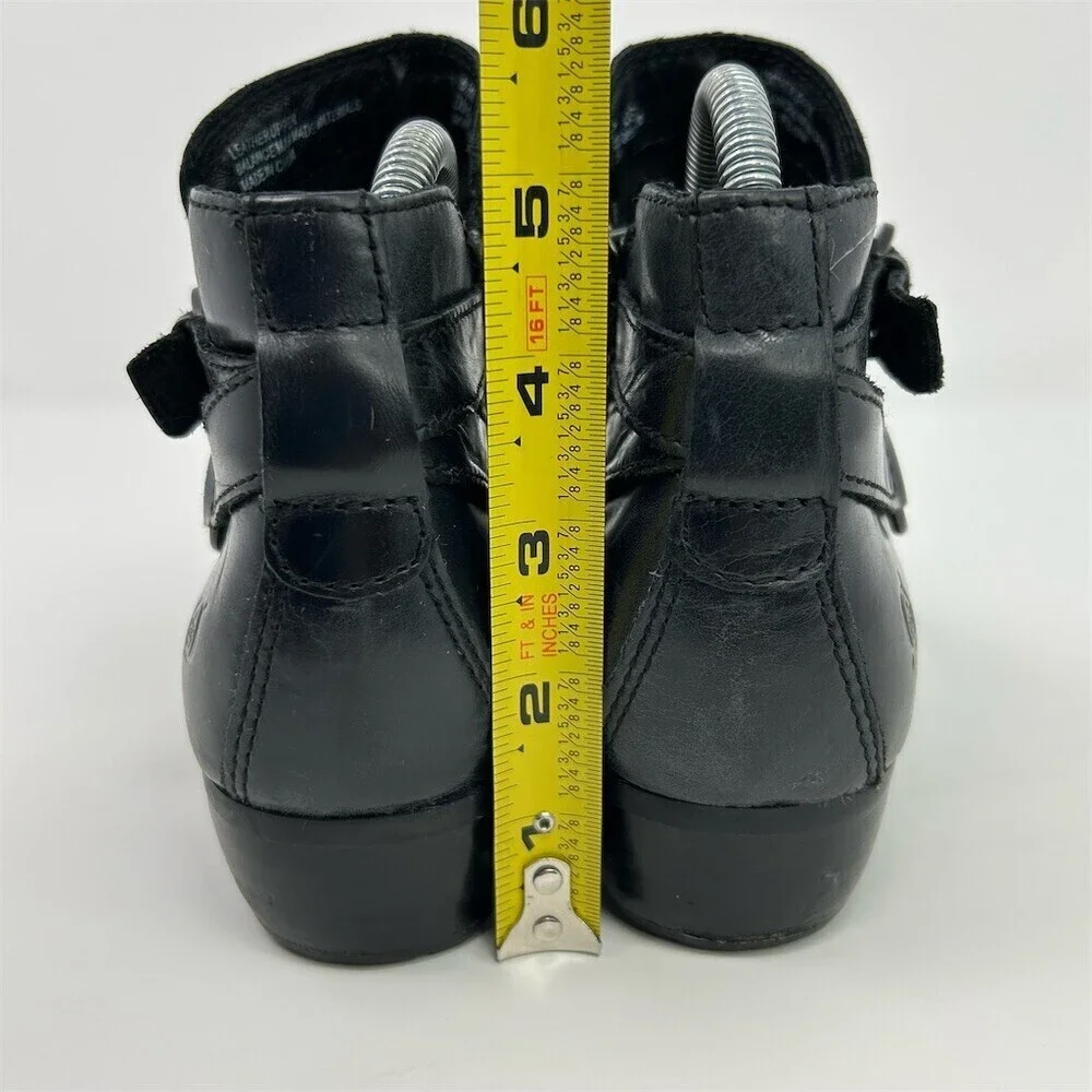 Born Kati Womens Ankle Booties Black Moto Harness Buckle Strap Size 6.5M